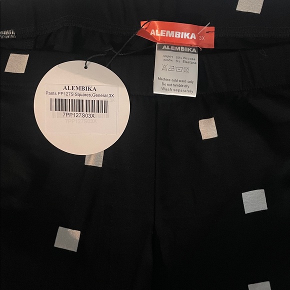 NWT Alembika Abby Punto Black Squares Wide Leg Cropped Balloon Pants Size 3 X - Picture 6 of 6